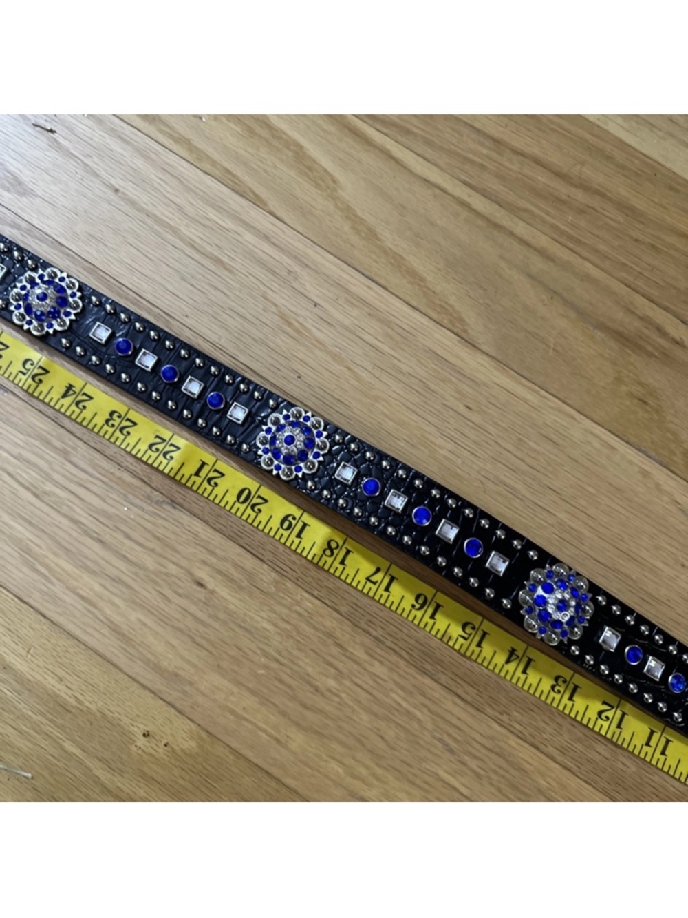 NOCONA RHINESTONE BELT BLUE BLACK SILVER MEDIUM - Picture 4 of 12